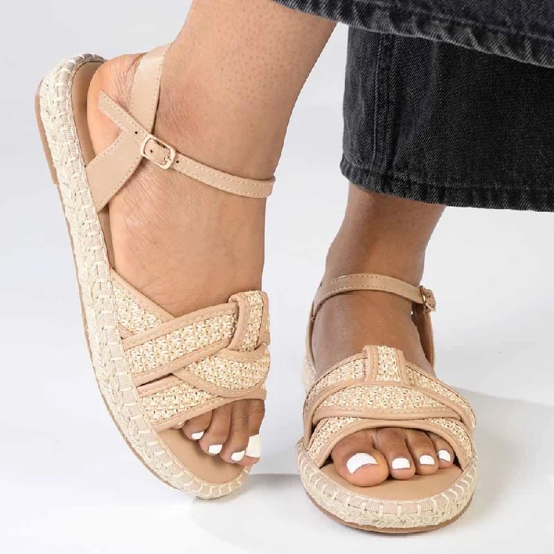 Urban Elegance Deals Madison Lylah Crossover Espadrille Sandal - Taupe