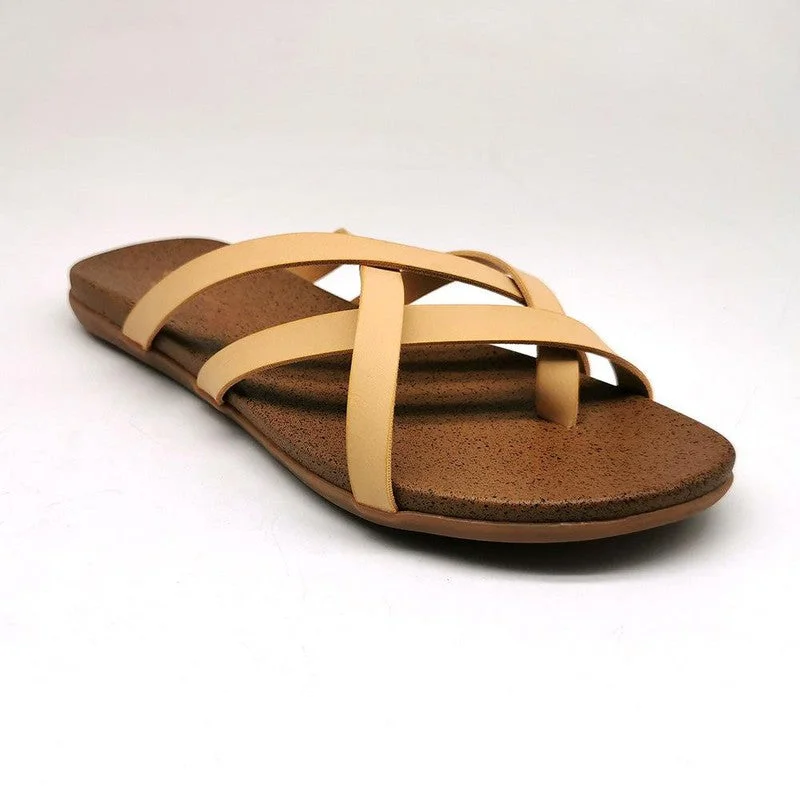 Find Your Unique Flair Melbourne ladies Flat Push In Sandal - Sand