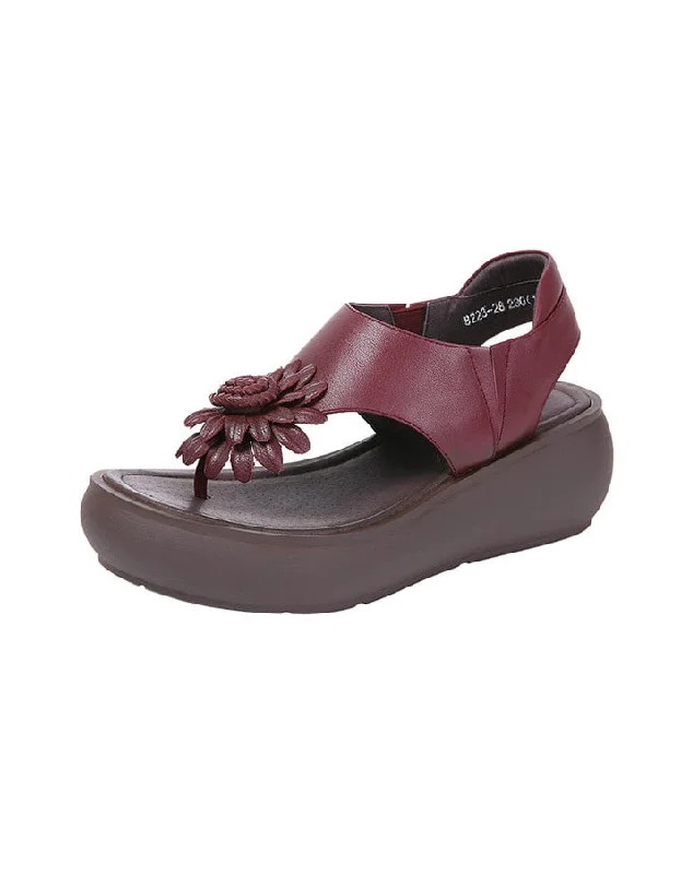 Fashionista Sale Retro Leather Summer Flip-Flop Wedge Sandals