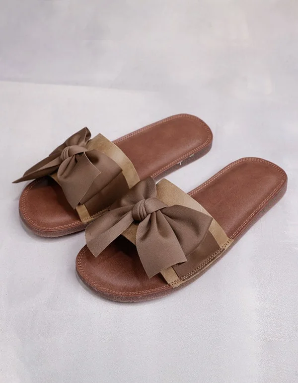 Cool Prices Retro Leather Bowknot Summer Slippers