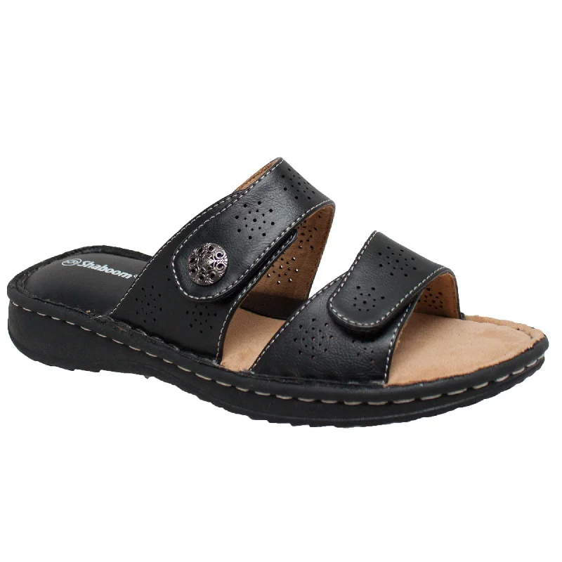 End-Of-Season Clearance Shaboom Womens Black Comfort Slide Sandals PU