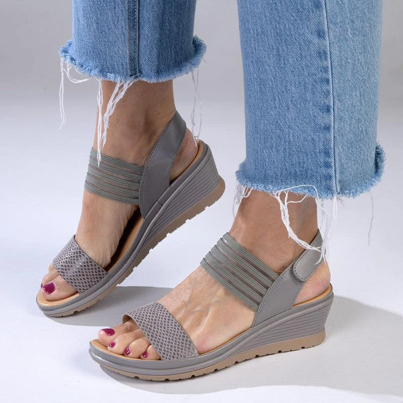 Ultra-Light Footwear Sale Soft Style By Hush Puppies Pomona Wedge Sandals - Grey