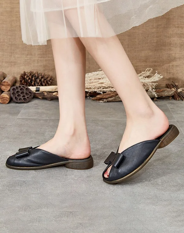 Effortless Style Shoes Sale Summer Leather Bowknot Beach Slippers