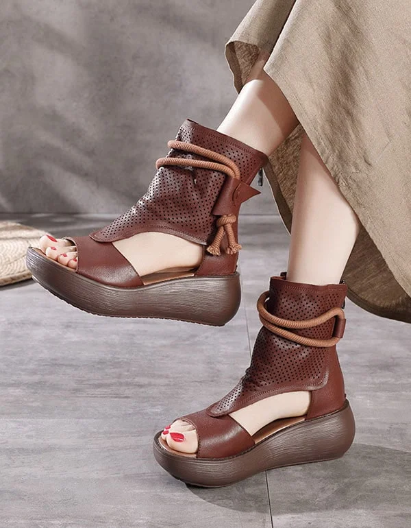 Summer Fashion Summer Open Toe Side Hollow Leather Sandals