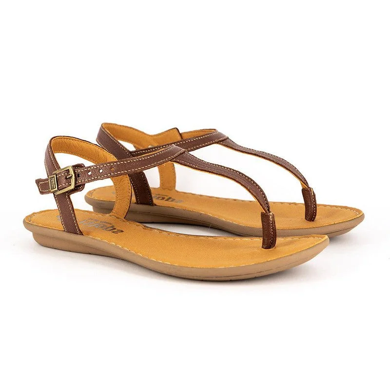 Business Casual Shoes Discount Tsonga Khuthaza Leather T-Bar Sandals - Cafe Brown