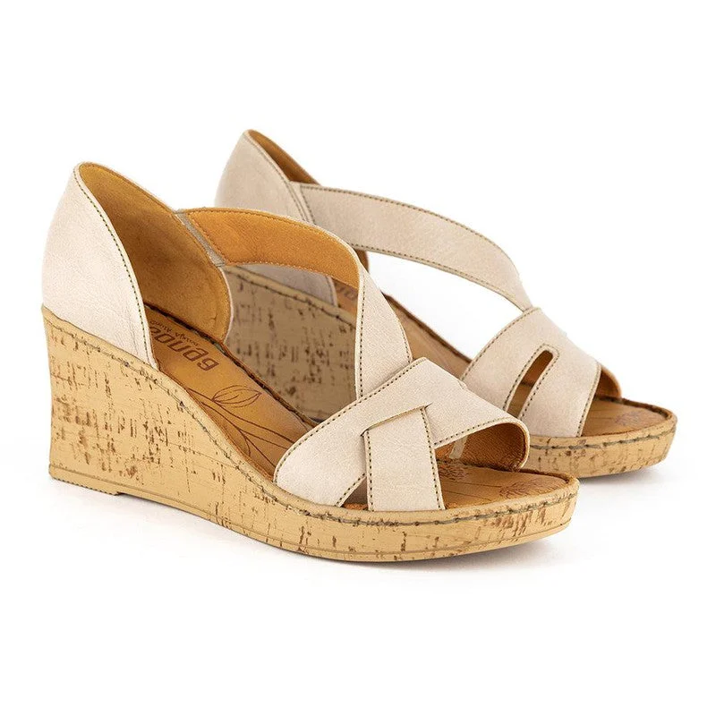 Discount Extravaganza Tsonga Phunyuka Leather Wedge Sandals - Gravel White