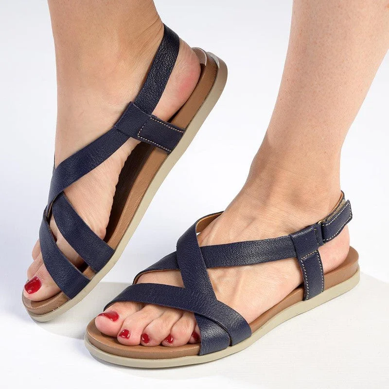 Luxury Casual Deals Tsonga Sadani Leather Sandals - Navy