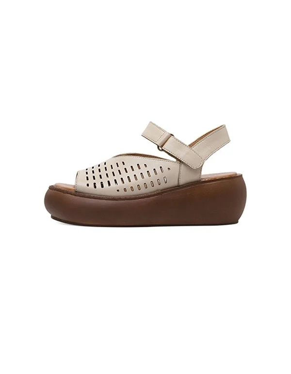 Fashion-Forward Vintage Wedge  Summer Leather Sandals