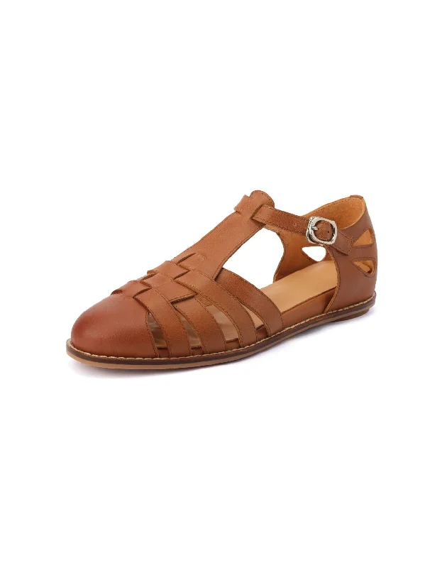 Sale On Sale Pointed Toe Close-toe T-strap Vintage Leather Sandals